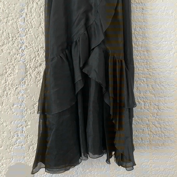 Vintage Valentino Black Long Asymmetric Ruffled Cocktail Dress, Size 10 Gown - Picture 14 of 15